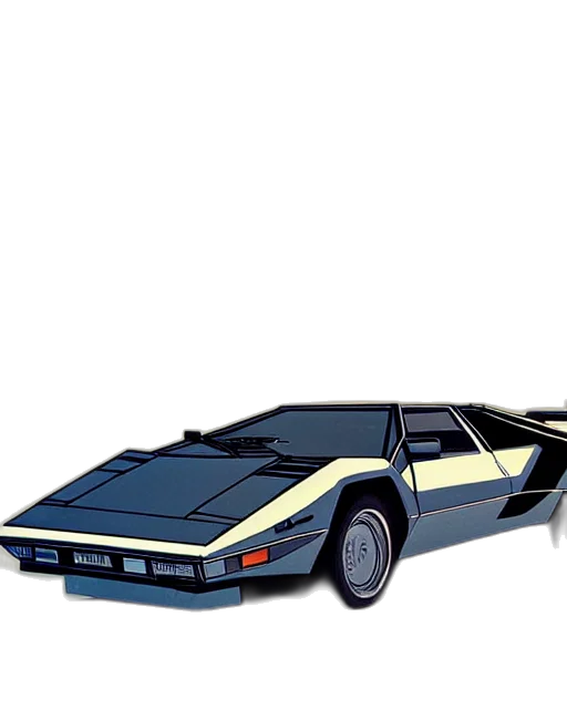 car, concept art, vaporwave, comic book art transparent PNG cut-out