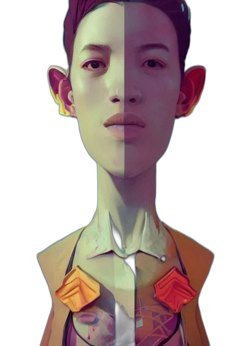 face, robot, mask, jacket, concept art, 3d render, photorealistic, fantasy art transparent PNG cut-out