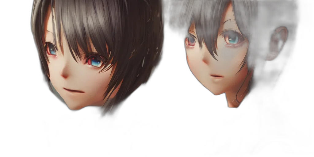 face, mask, hair, 3d render, photorealistic, anime, concept art, fire transparent PNG cut-out