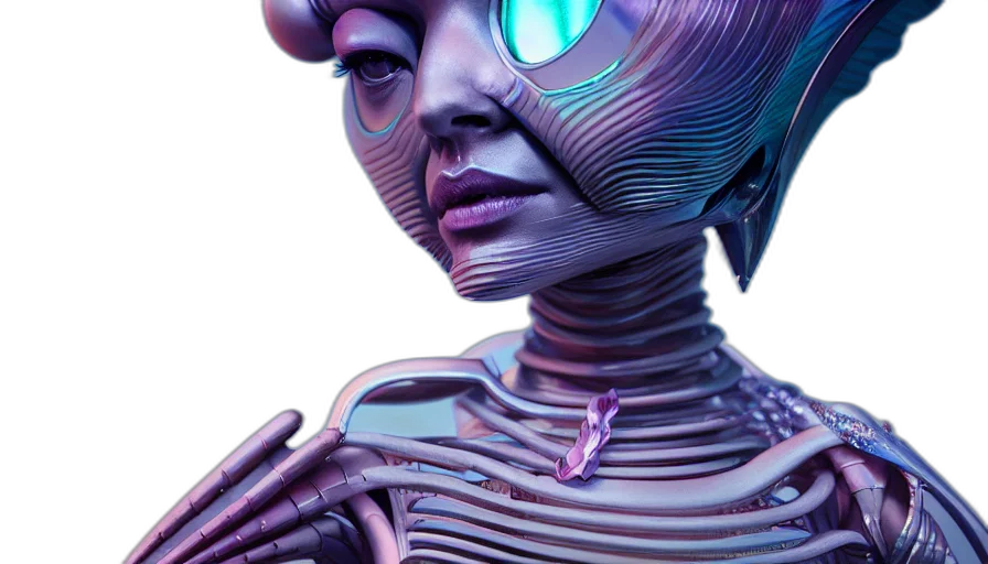 robot, face, creature, mask, cyberpunk, 3d render, concept art, vaporwave transparent PNG cut-out