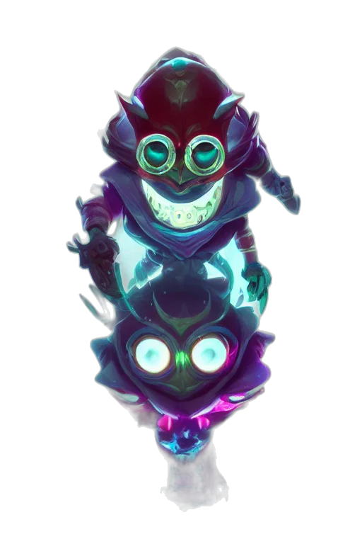 mask, robot, creature, staff, concept art, pixel art, fantasy art, 3d render transparent PNG cut-out
