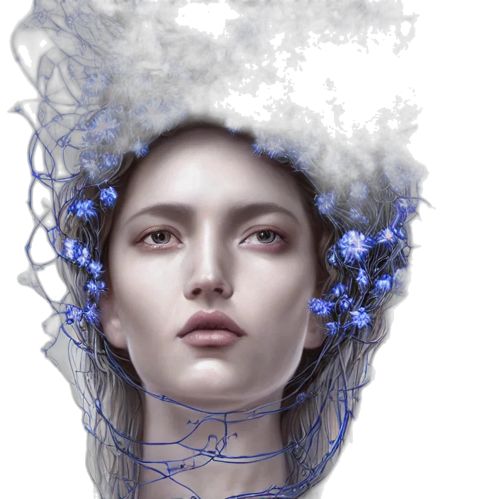 crown, face, hair, mask, photorealistic, fantasy art, concept art, cyberpunk transparent PNG cut-out