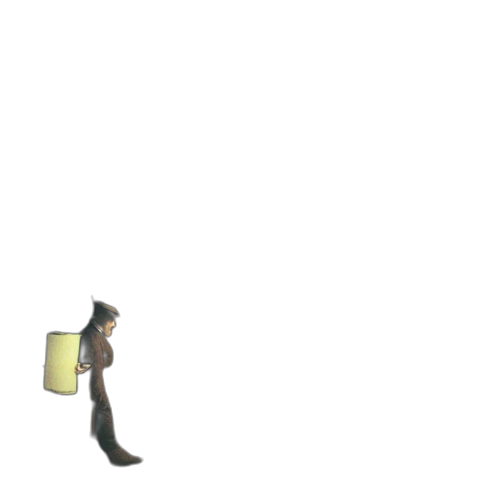 bottle, hat, robot, staff transparent PNG cut-out