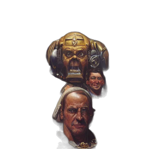 mask, face, crown, robot, concept art, fantasy art, comic book art, photorealistic transparent PNG cut-out