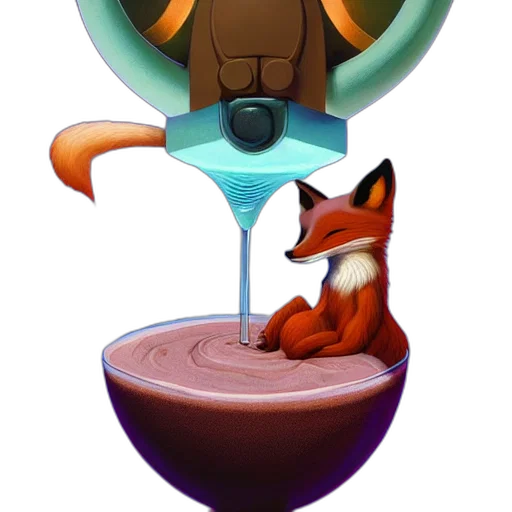 staff, bottle, robot, concept art, pixel art, fantasy art, 3d render, fox transparent PNG cut-out