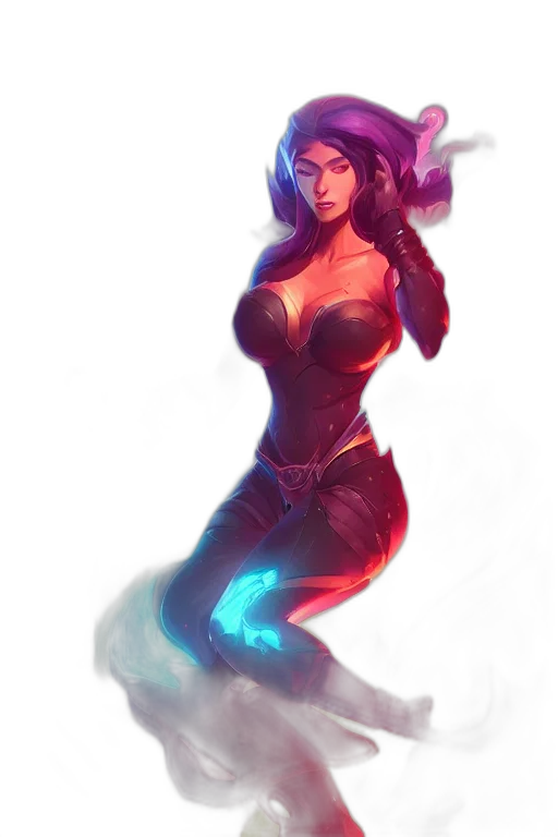 dress, concept art, fantasy art, comic book art, cyberpunk, neon lights, fire, underwater transparent PNG cut-out