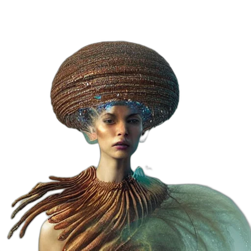 hair, hat, crown, dress, fantasy art, concept art, photorealistic, 3d render transparent PNG cut-out