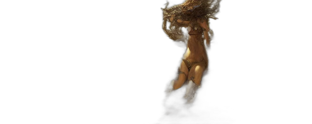 hair, dragon, creature, dress transparent PNG cut-out