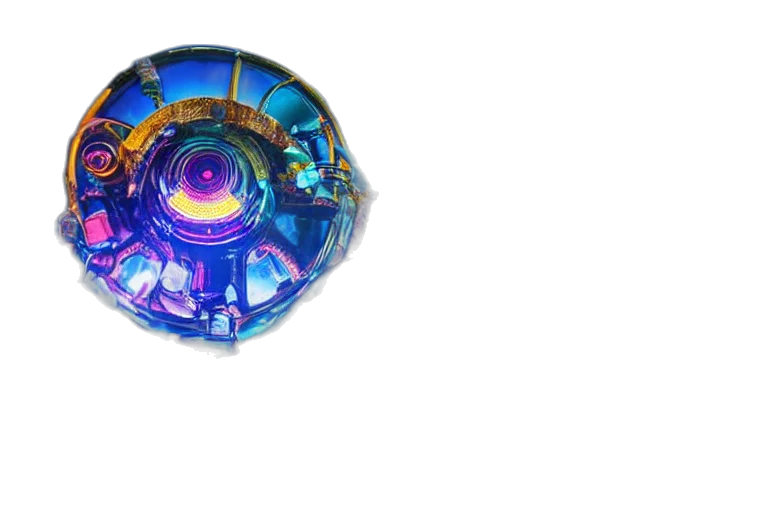 jewelry, weapon, robot, crown, 3d render, concept art, photorealistic, vaporwave transparent PNG cut-out