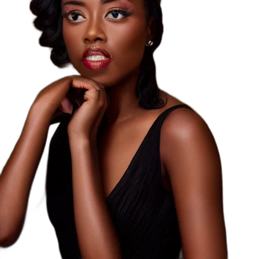 dress, photorealistic, dark, studio, photoshoot, nigerian, amber, heard transparent PNG cut-out