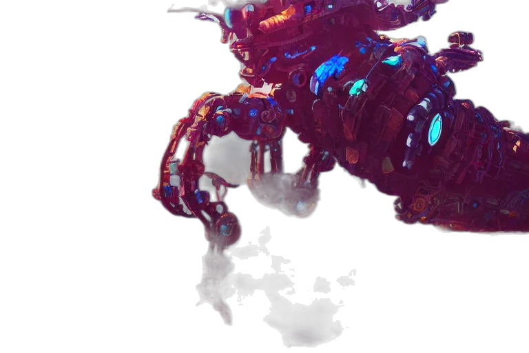 robot, dragon, creature, animal, 3d render, concept art, pixel art, cyberpunk transparent PNG cut-out
