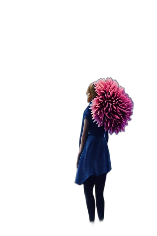 umbrella, dress, flower, hair, 3d render, concept art, photorealistic, vaporwave transparent PNG cut-out