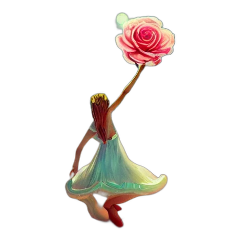 flower, staff, dress, crown, concept art, 3d render, fantasy art, pixel art transparent PNG cut-out