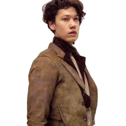 jacket, staff, face, photorealistic transparent PNG cut-out
