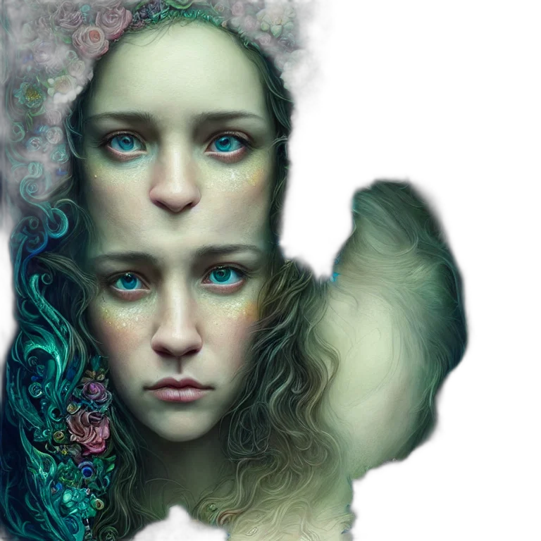face, creature, hair, fantasy art transparent PNG cut-out