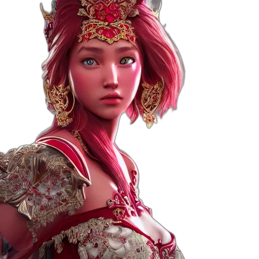 concept art, fantasy art, 3d render, photorealistic, red, wonderful, princess, ruby transparent PNG cut-out