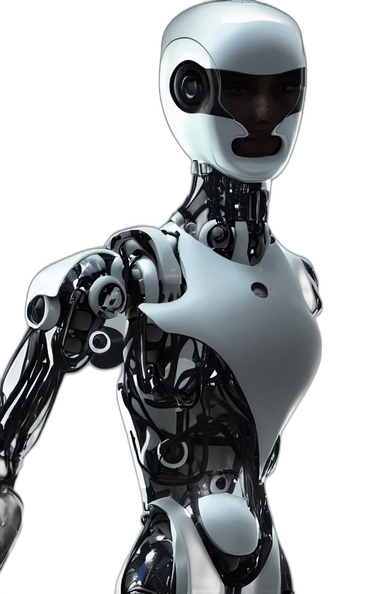 robot, 3d render, concept art, cyberpunk transparent PNG cut-out
