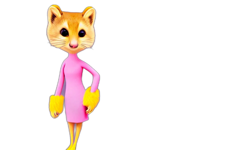 dress, animal, staff, 3d render transparent PNG cut-out