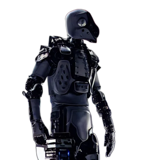 robot, staff, concept art, cyberpunk transparent PNG cut-out