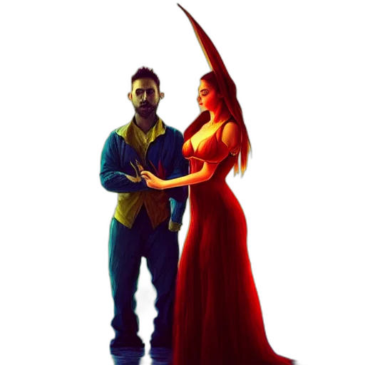 dress, staff, concept art, fantasy art transparent PNG cut-out