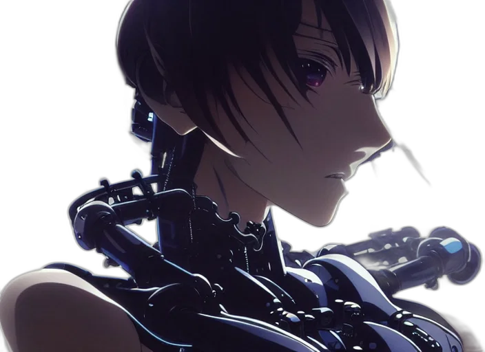 robot, weapon, face, sword, cyberpunk, anime, concept art, photorealistic transparent PNG cut-out