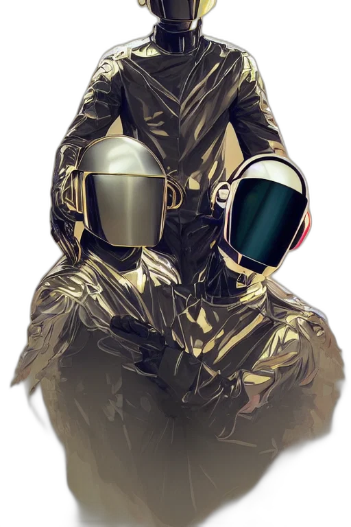 robot, mask, jacket, crown transparent PNG cut-out