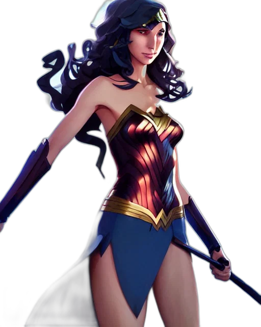 comic book art, concept art, fantasy art, 3d render, gal, gadot, mage, fantasy transparent PNG cut-out