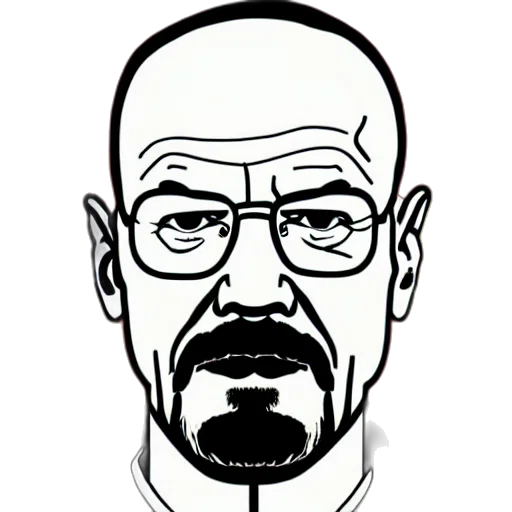 face, cartoon, comic book art, photorealistic, pixel art, walter, white, breaking transparent PNG cut-out