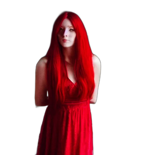dress, hair, staff, creature transparent PNG cut-out