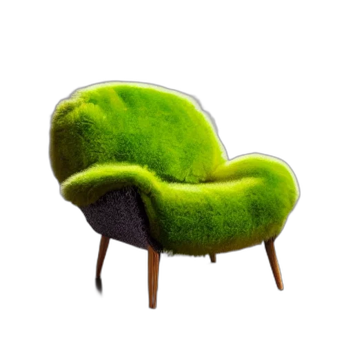 furniture, hat, hair, shoes, 3d render, photorealistic, concept art, green transparent PNG cut-out