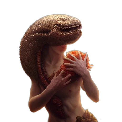 creature, dragon, animal, food, concept art, 3d render, fantasy art, photorealistic transparent PNG cut-out