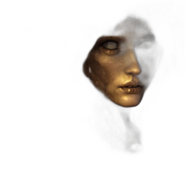 face, mask, robot, creature, photorealistic, concept art, fantasy art, 3d render transparent PNG cut-out