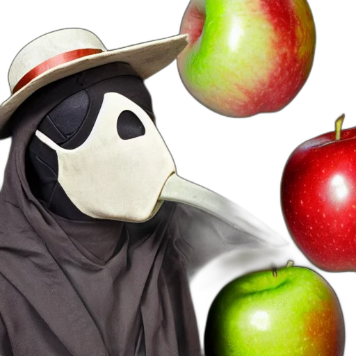mask, hat, jacket, concept art, photorealistic, 3d render, monochrome, plague transparent PNG cut-out