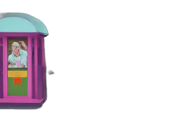 furniture, umbrella, robot, jewelry, 3d render, concept art, vaporwave, pastel transparent PNG cut-out