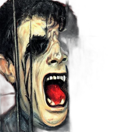 mask, face, comic book art, watercolor, photorealistic, concept art, screaming, prisoner transparent PNG cut-out