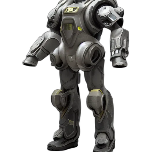 robot, weapon, concept art, 3d render transparent PNG cut-out
