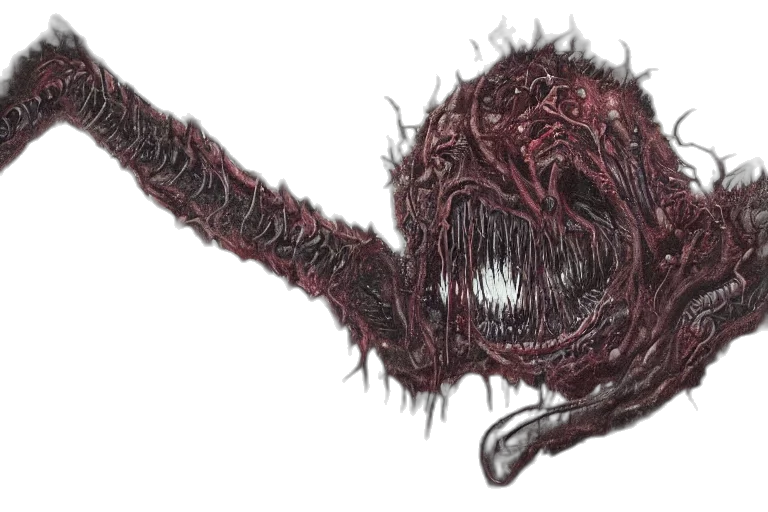 creature, mask, hair, staff transparent PNG cut-out