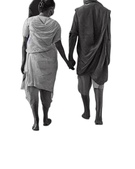 dress, staff, umbrella, pencil sketch transparent PNG cut-out