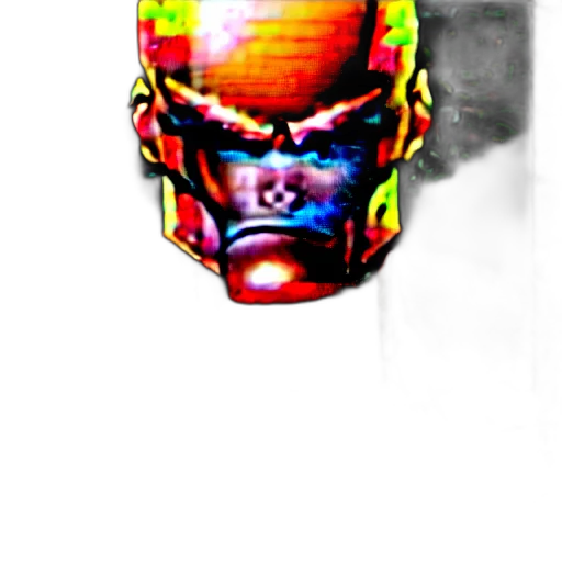 robot, mask, face, staff, comic book art, pixel art, concept art, 3d render transparent PNG cut-out