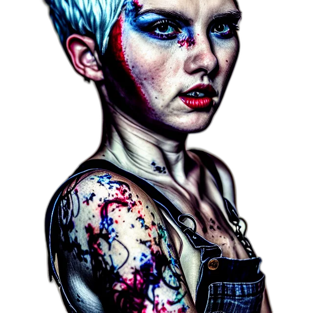 face, comic book art, cyberpunk, photorealistic, fantasy art, neon lights, blue, full transparent PNG cut-out