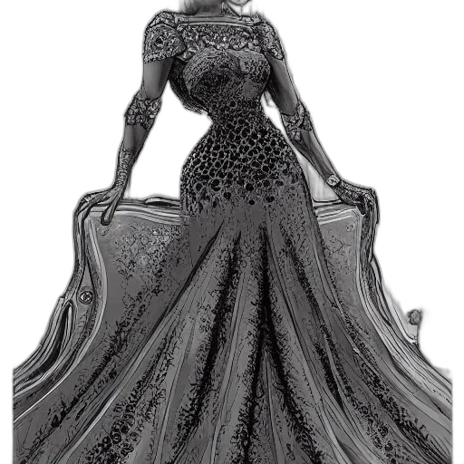 dress, crown, 3d render, concept art, photorealistic, elegant, intricate, detail transparent PNG cut-out