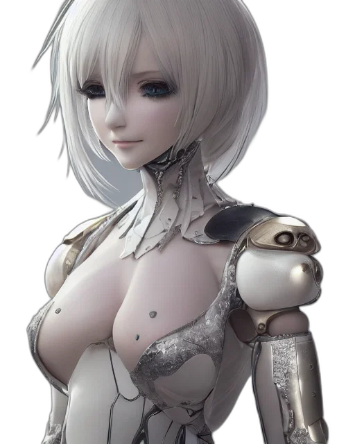 robot, jewelry, dress, weapon, fantasy art, concept art, anime, 3d render transparent PNG cut-out
