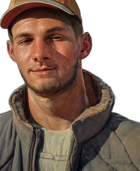 face, jacket, staff, hat transparent PNG cut-out