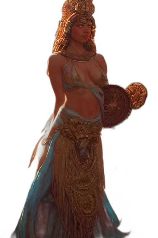 dress, staff, jewelry, fantasy art, concept art, comic book art, pixel art, underwater transparent PNG cut-out