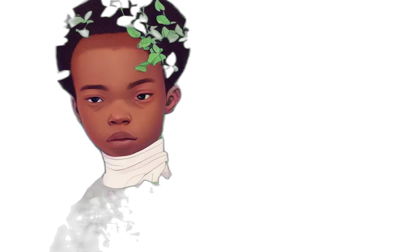 face, crown, concept art, photorealistic, fantasy art, anime, green, african transparent PNG cut-out