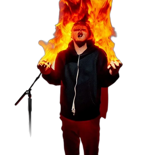 jacket, staff, mask, weapon, concept art, fire, beautiful, portrait transparent PNG cut-out