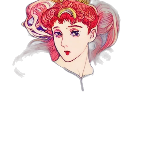 crown, face, vaporwave, watercolor, pixel art, anime, red, pastel transparent PNG cut-out