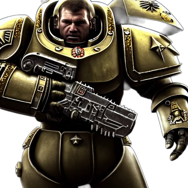 weapon, robot, concept art, 3d render, golden, spacemarine, highly, detailed transparent PNG cut-out