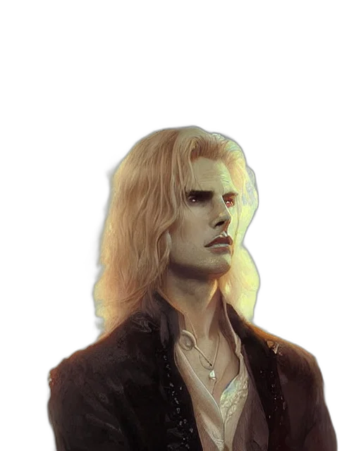 face, jacket, concept art, fantasy art, photorealistic, watercolor, golden, long transparent PNG cut-out