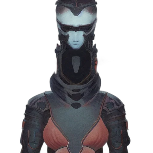 mask, robot, face, jacket, concept art, cyberpunk, 3d render, fantasy art transparent PNG cut-out